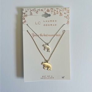 NWT LC Lauren Conrad Gold and Silver Tone Mama Bear Necklace Set💕🐻